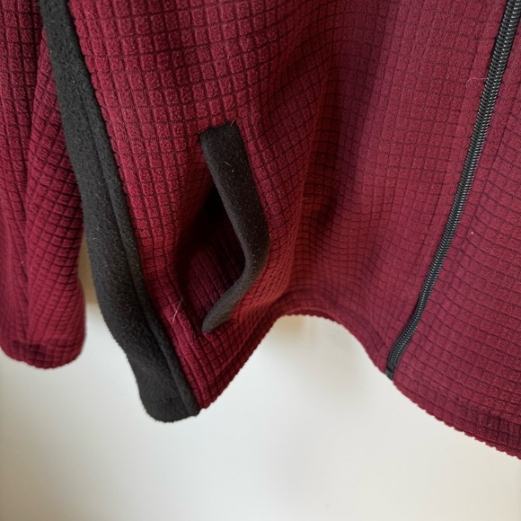 Craft And Flow Nomad Men’s Mock Neck Waffle Knit Jacket- Burgundy Red Size M - Picture 5 of 7